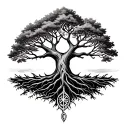 tree of life with the arrow of Sagittarius for the trunk of tree tattoo design idea