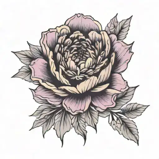cuff wrist flowers peony purple aster narcissus black and white tattoo design idea