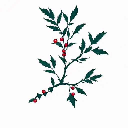 juniper tree single branch with berries tattoo design idea