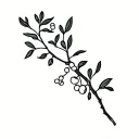 juniper tree single branch with berries tattoo design idea