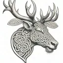 celtic stag head tattoo design idea