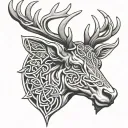 celtic stag head tattoo design idea