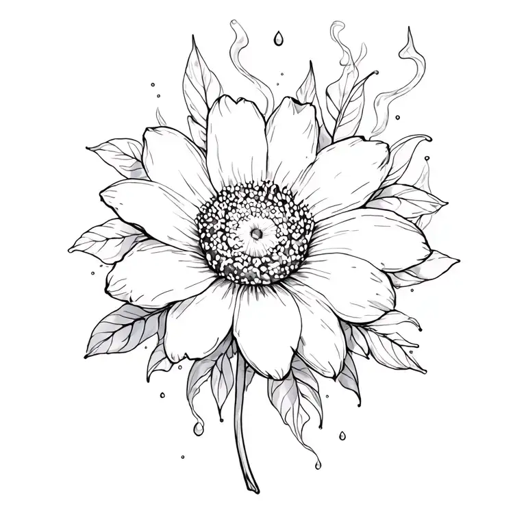 sundrop flower, leopard print surrounded and light smoke around tattoo design idea