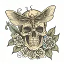 skull with dragonfly as crossbones tattoo design idea