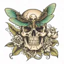 skull with dragonfly as crossbones tattoo design idea