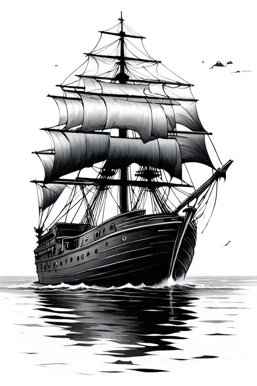 sunken ship tattoo design idea