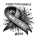 simple awareness ribbon with roman numerals of the date july 28, 23 on the top and #MHM on the botton EVERYTHING SIMPLE tattoo design idea