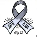 simple awareness ribbon with roman numerals of the date july 28, 23 on the top and #MHM on the botton EVERYTHING SIMPLE tattoo design idea