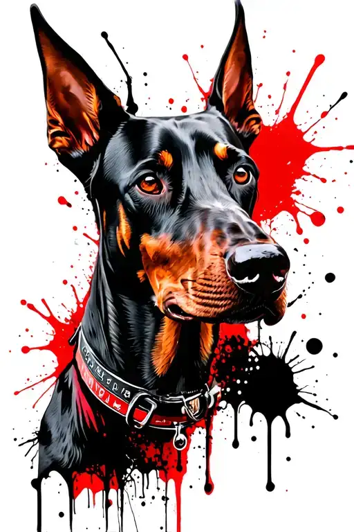 Doberman dog head tattoo design idea