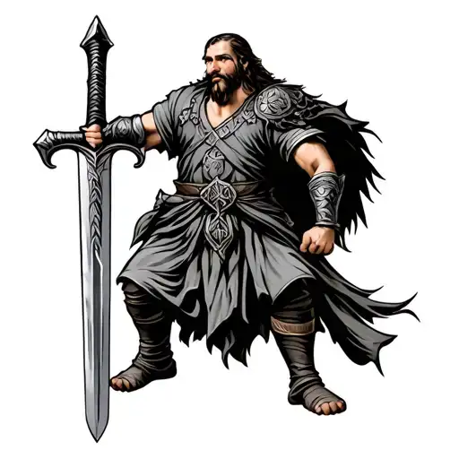 Irish warrior wielding a sword tattoo design idea