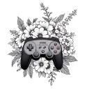 Sega genesis controller surrounded by flowers tattoo design idea