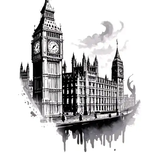 Big Ben London spooky tattoo design idea