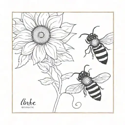 Bee and sunflower in a semicolon tattoo design idea