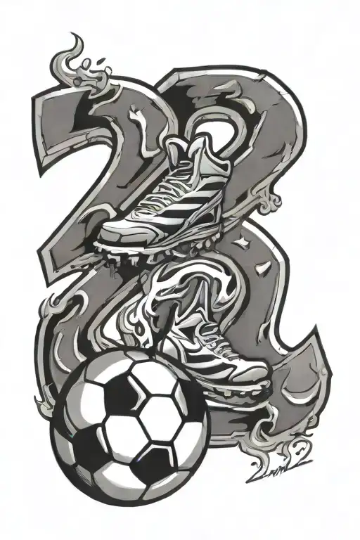 number 22 with soccer ball tattoo design idea