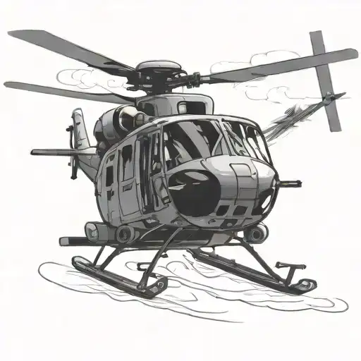 huey helicopter hovering 10 feet tattoo design idea