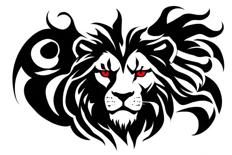 Lion of Judah with red eyes tattoo design idea