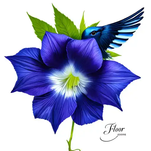 Flor Campanula swallow tattoo design idea