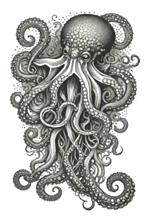 Octopus tentacles and jellyfish intertwine tattoo design idea