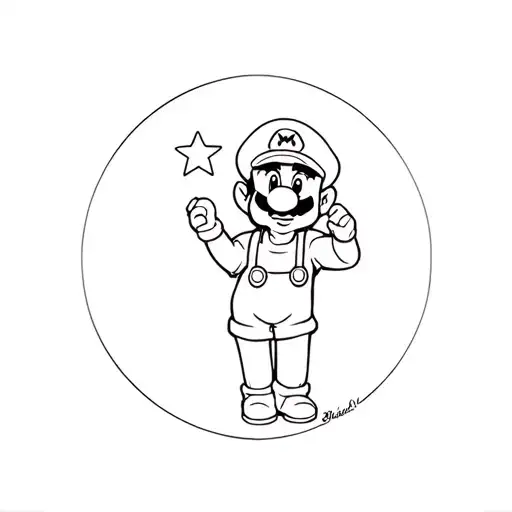 Buhuu Mario HOLDING A STAR tattoo design idea