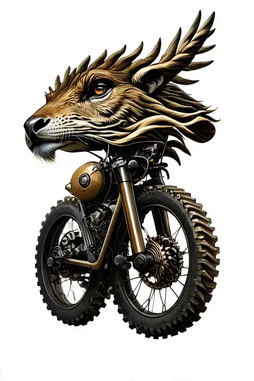 wildlife, motors, gears, nature, God, tattoo design idea