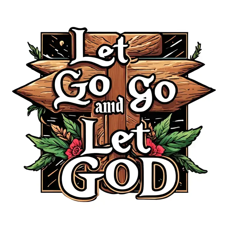 "Let go and let God" cross tattoo tattoo design idea