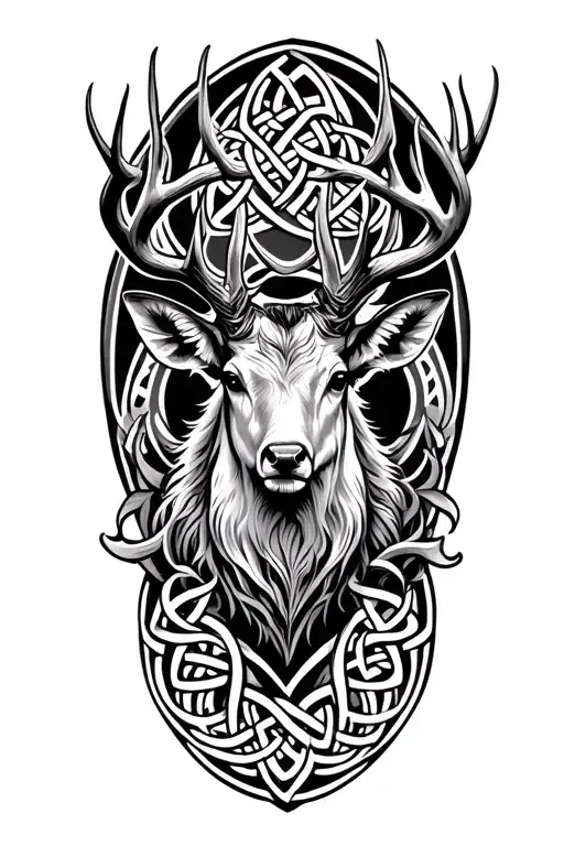 Celtic stag surrounded tattoo design idea