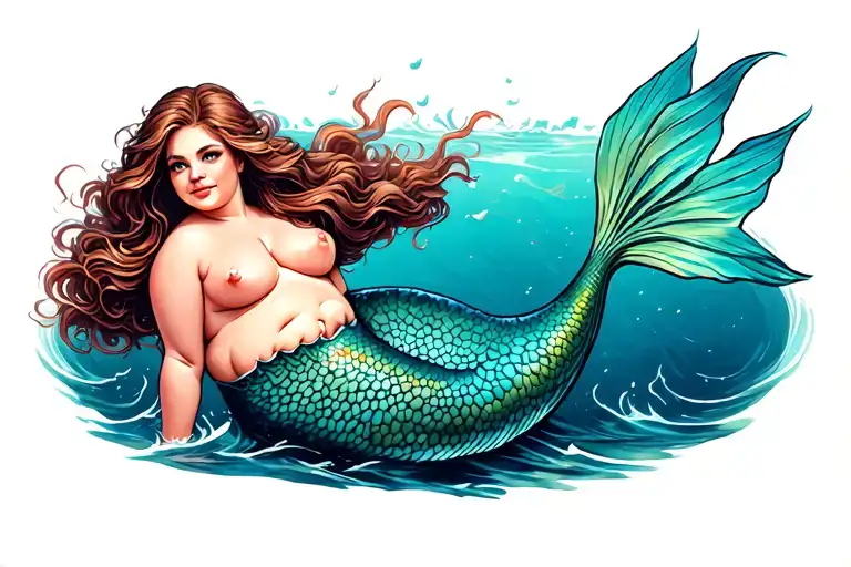 chubby mermaid tattoo design idea