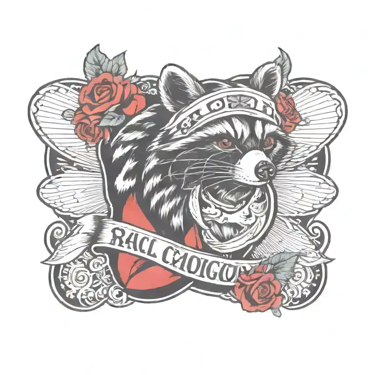 raccoon smoking tattoo design idea