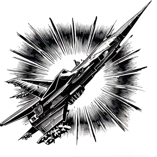 toronto Raptor fighter jet flying towards the sun shining tattoo design idea