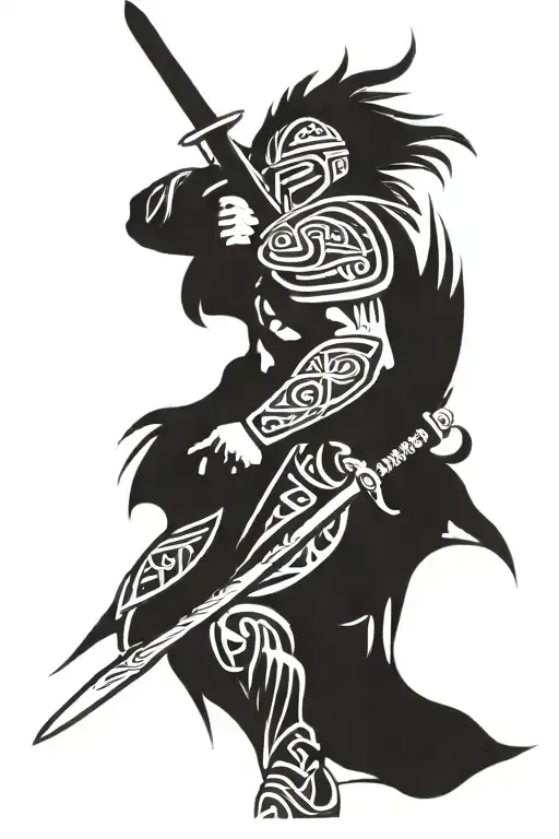 scottish warrior wielding a sword tattoo design idea