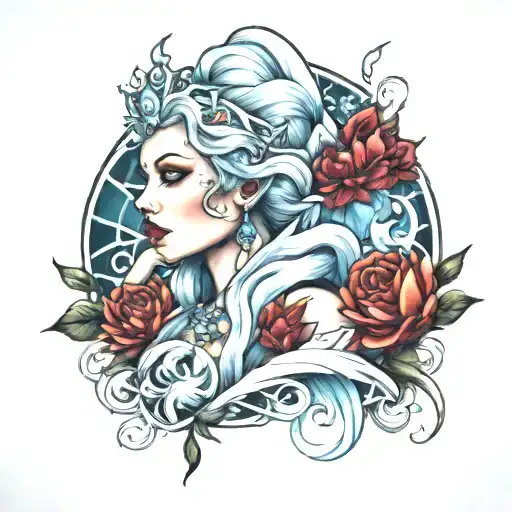 ice queen tattoo design idea