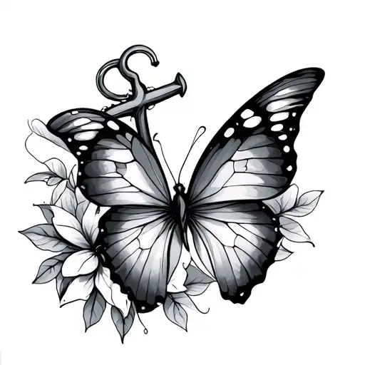 Anchor And Butterfly tattoo design idea