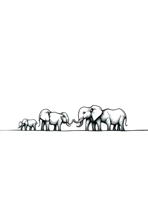 elephant family following each other  tattoo design idea