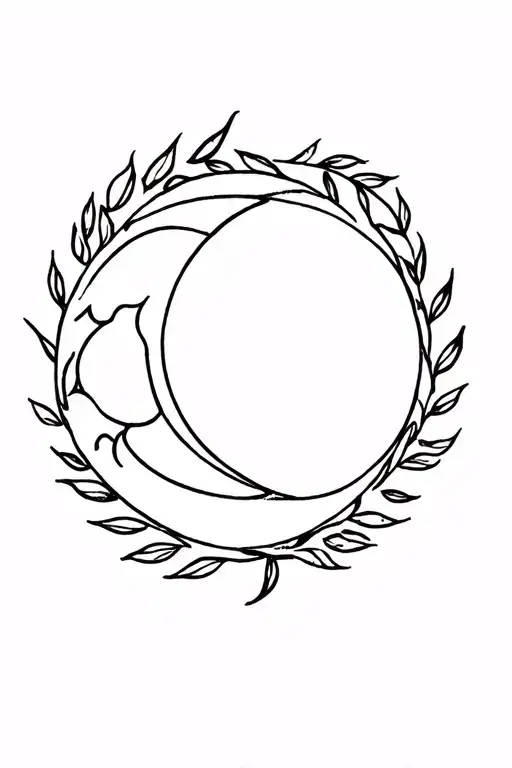 Sun and moon inside a laurel tattoo design idea