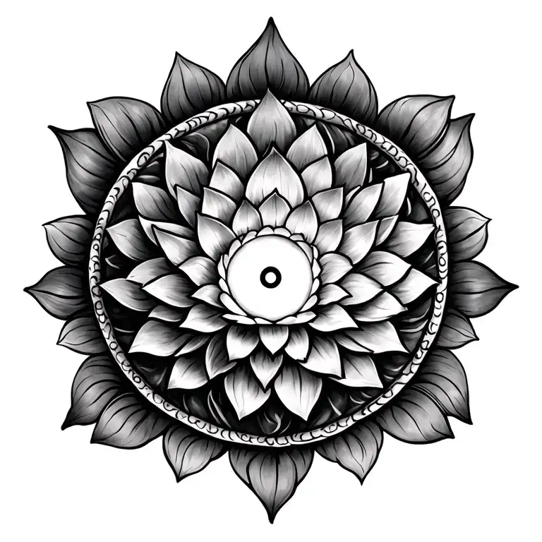 Sudarshana Chakra, lotus and damarukam tattoo design idea