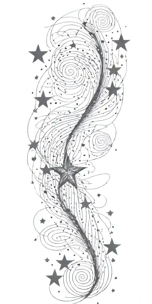 slutty sexy stars swooshing line galaxy  storm tattoo design idea