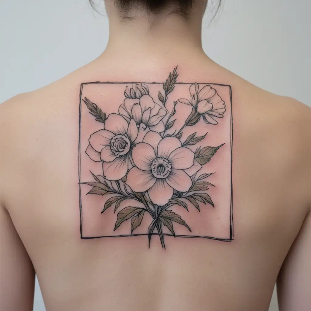 carnations and narcisuss flowers tattoo design idea