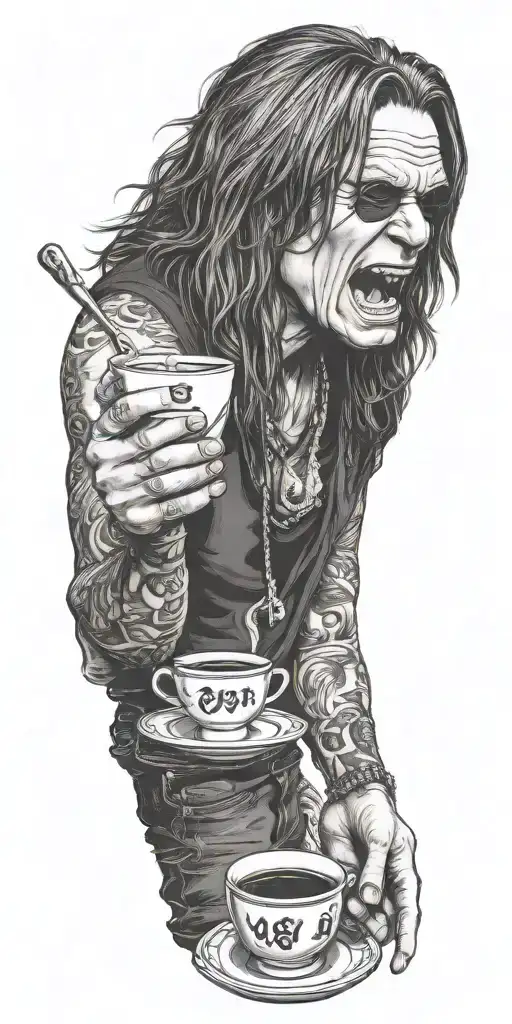 ozzy osbourne making coffee japanese style tattoo design idea