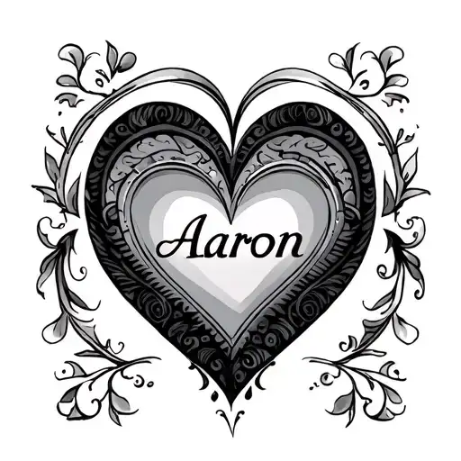 name aaron with hearts symbolizing love tattoo design idea
