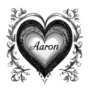 name aaron with hearts symbolizing love tattoo design idea