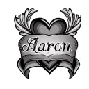 name aaron with hearts symbolizing love tattoo design idea