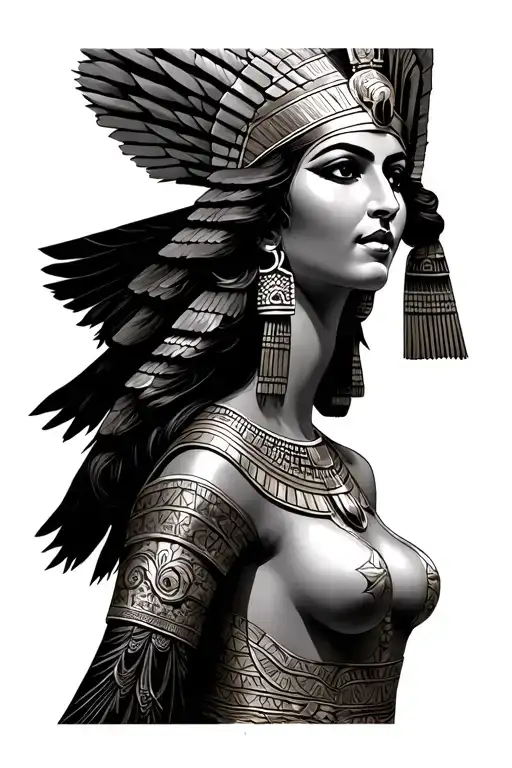 Egyptian cleopatra goddess with  Athena goddess thigh tattoo  tattoo design idea