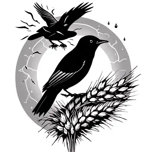 forearm sleave themes sun, electricity, australian birds, cowboy, wheat, rain, thunder   tattoo design idea