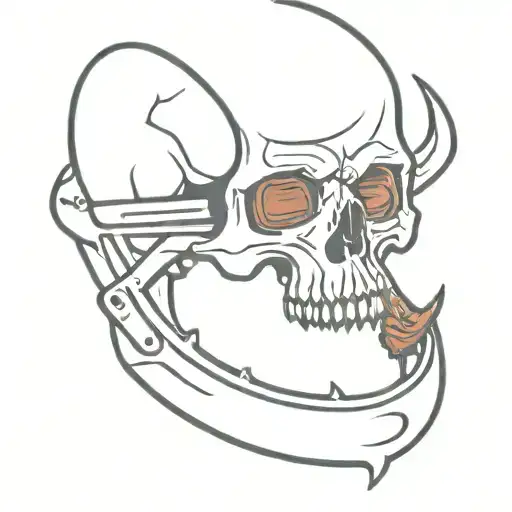 Mounting, Bloody razor blade, skull tattoo design idea
