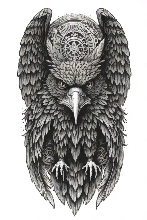 eagle, wings spread, tattoo design idea