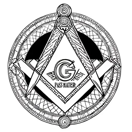 Past Master, square and compass, freemason symbol, king solomons temple tattoo design idea
