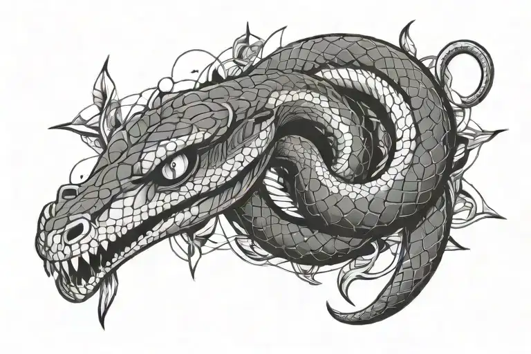 snake that eats catfish itself and the mark of the victim from the anime berserk tattoo design idea