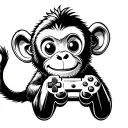 A cute monkey playing game controller tattoo design idea