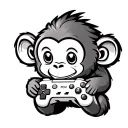 A cute monkey playing game controller tattoo design idea