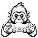 A cute monkey playing game controller tattoo design idea
